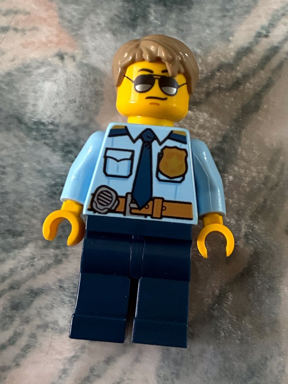 Classic Police Officer Minifigure Accessory - Light Blue Shirt, Navy Pants